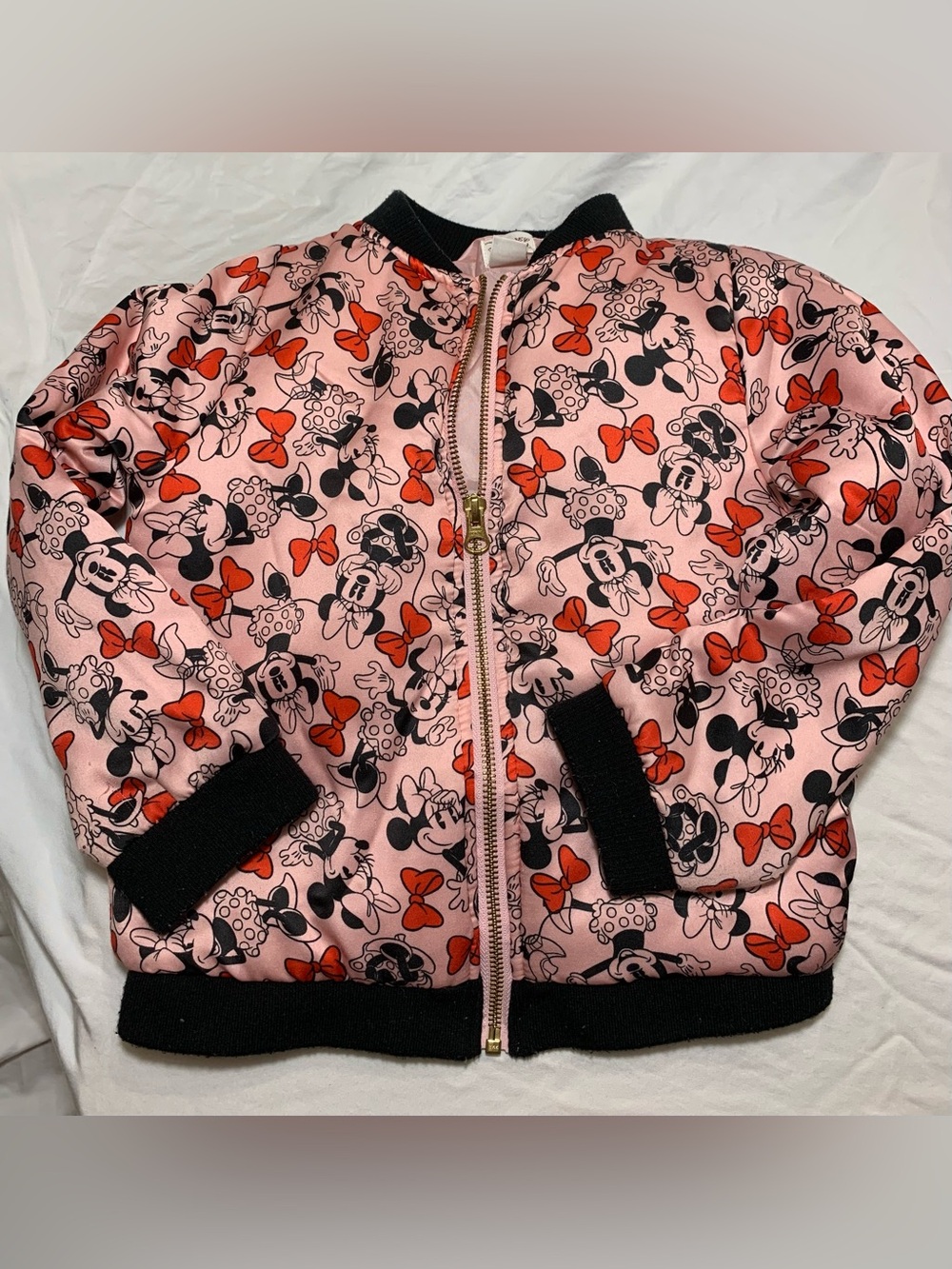 Disney TuTu Couture Minnie Mouse Satin Pink Puffer Jacket, girls size 5/6